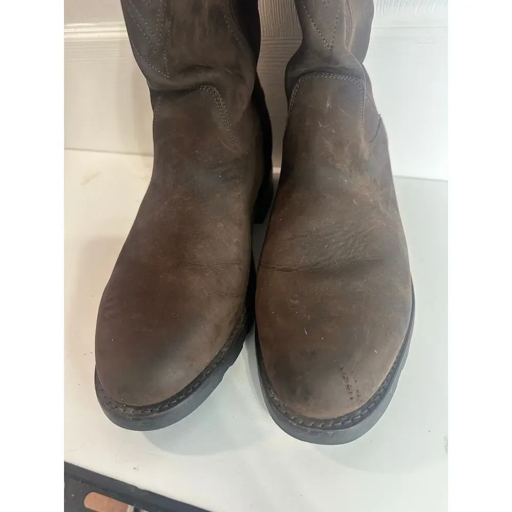 Tecovas Stockton Roper Ranch Boots Sz 10.5D Dark Brown Vibram Hard Toe Work Mens